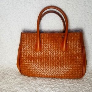 Vera Pelle Vintage Woven Satchel Genuine Leather Tote Bag New with Tags Rare